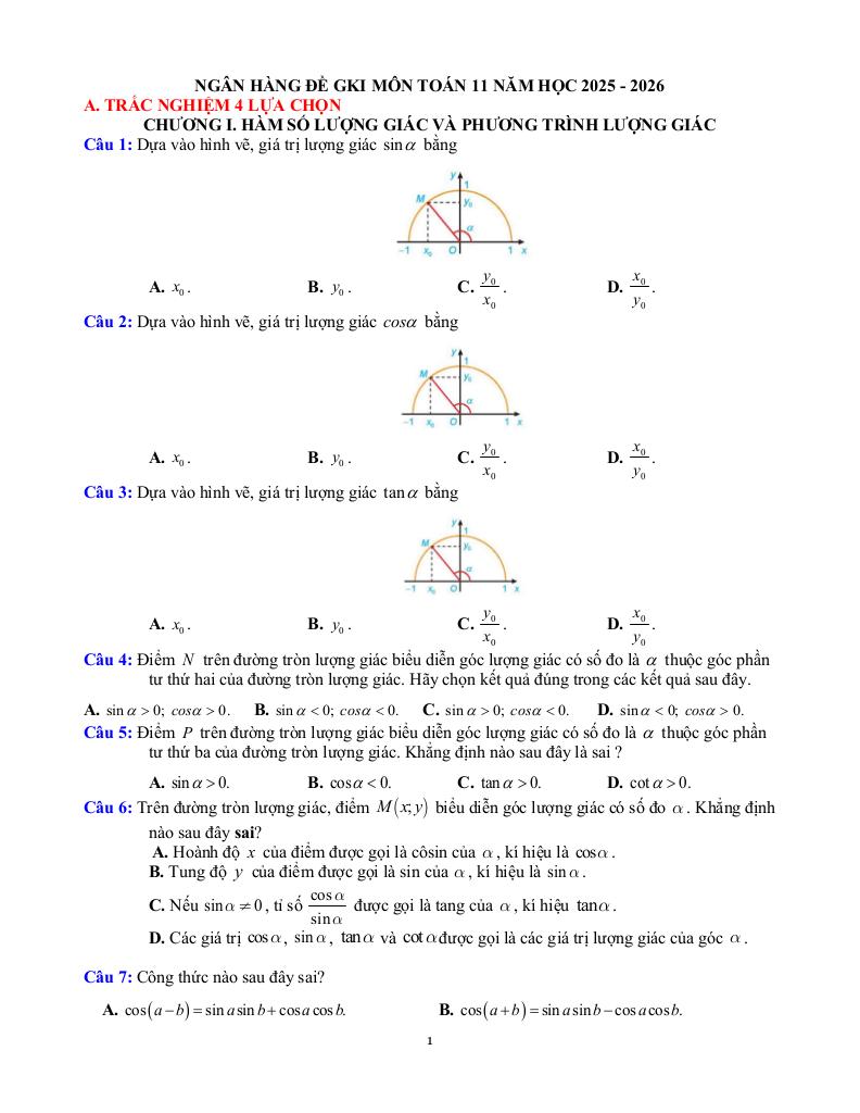 đề cương giữa kì 1 toán 11 năm 2025 – 2026 trường thpt hướng hóa – quảng trị 9