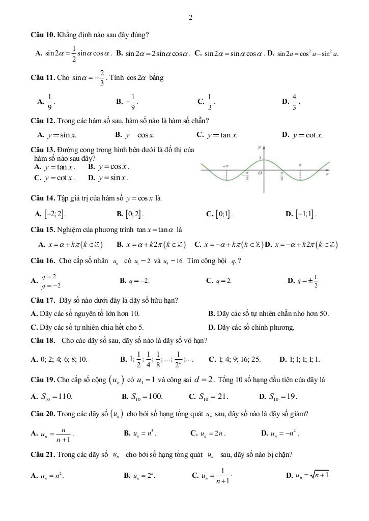 đề cương giữa kì 1 toán 11 năm 2025 – 2026 trường thpt quế sơn – đà nẵng 3