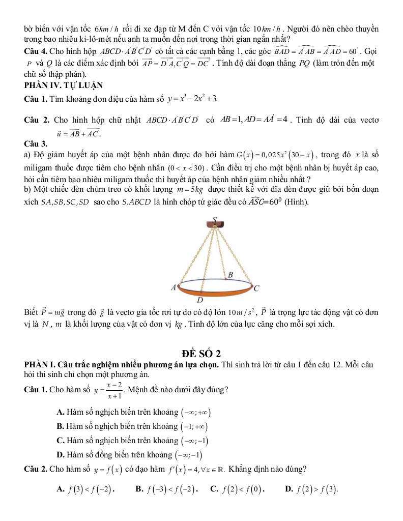 đề cương giữa kì 1 toán 12 năm 2025 – 2026 trường thpt bắc thăng long – hà nội 4