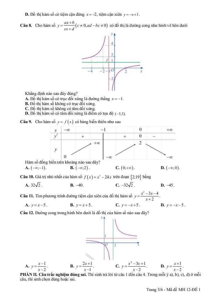 đề cương giữa kì 1 toán 12 năm 2025 – 2026 trường thpt hướng hóa – quảng trị 6