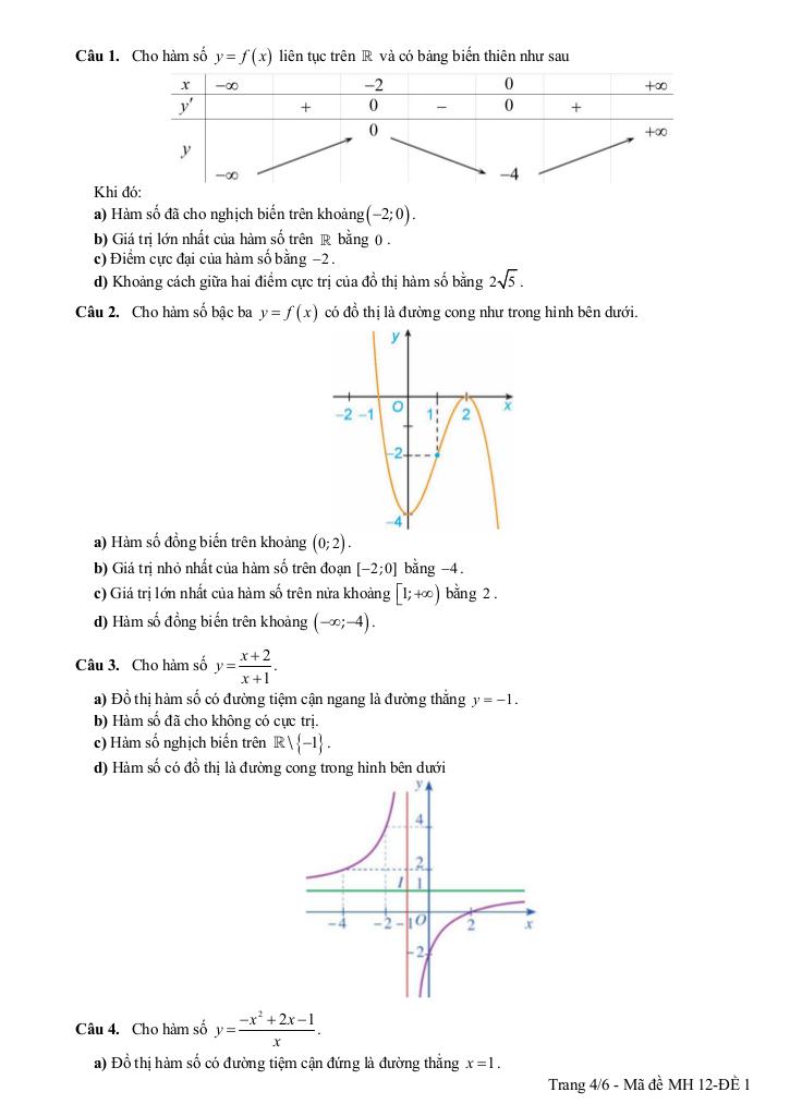 đề cương giữa kì 1 toán 12 năm 2025 – 2026 trường thpt hướng hóa – quảng trị 7