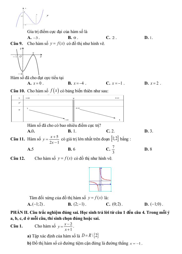 đề cương giữa kì 1 toán 12 năm 2025 – 2026 trường thpt quế sơn – đà nẵng 3