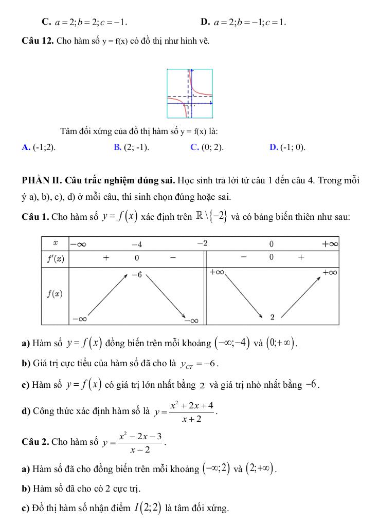 đề cương giữa kì 1 toán 12 năm 2025 – 2026 trường thpt quế sơn – đà nẵng 9