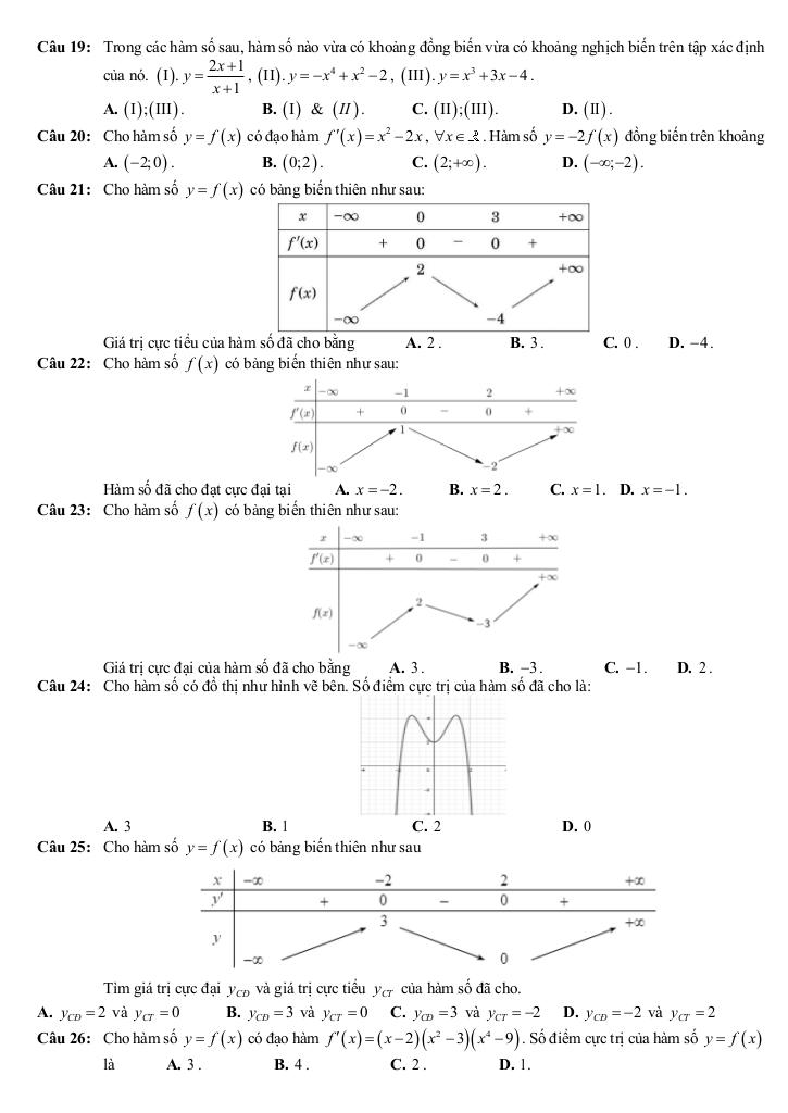 đề cương giữa kì 1 toán 12 năm 2025 – 2026 trường thpt xuân phương – hà nội 2