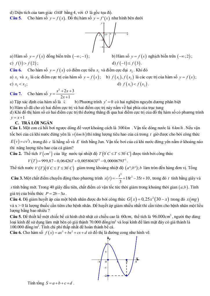 đề cương giữa kì 1 toán 12 năm 2025 – 2026 trường thpt xuân phương – hà nội 4