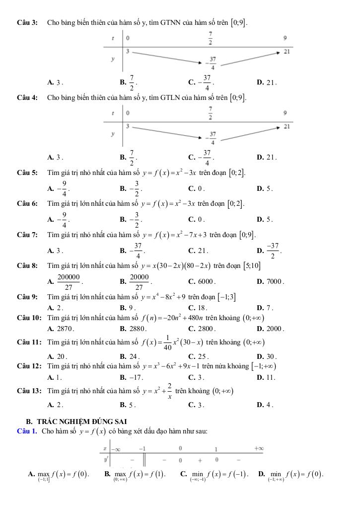 đề cương giữa kì 1 toán 12 năm 2025 – 2026 trường thpt xuân phương – hà nội 6
