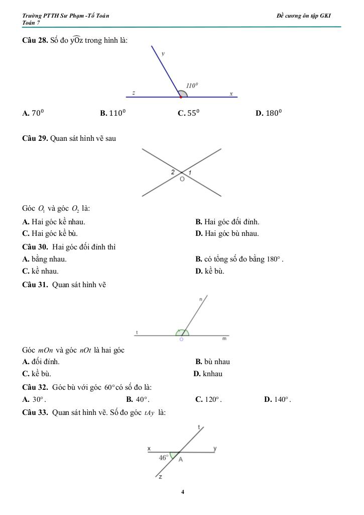 đề cương giữa kì 1 toán 7 năm 2025 – 2026 trường pt thực hành sư phạm – đồng nai 3