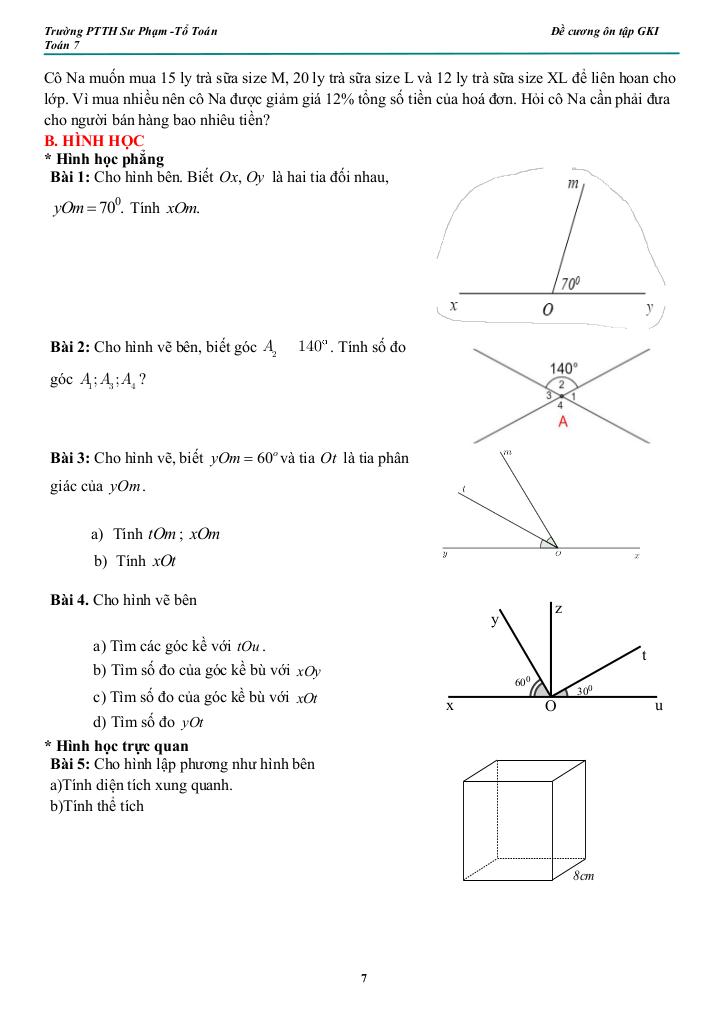 đề cương giữa kì 1 toán 7 năm 2025 – 2026 trường pt thực hành sư phạm – đồng nai 6