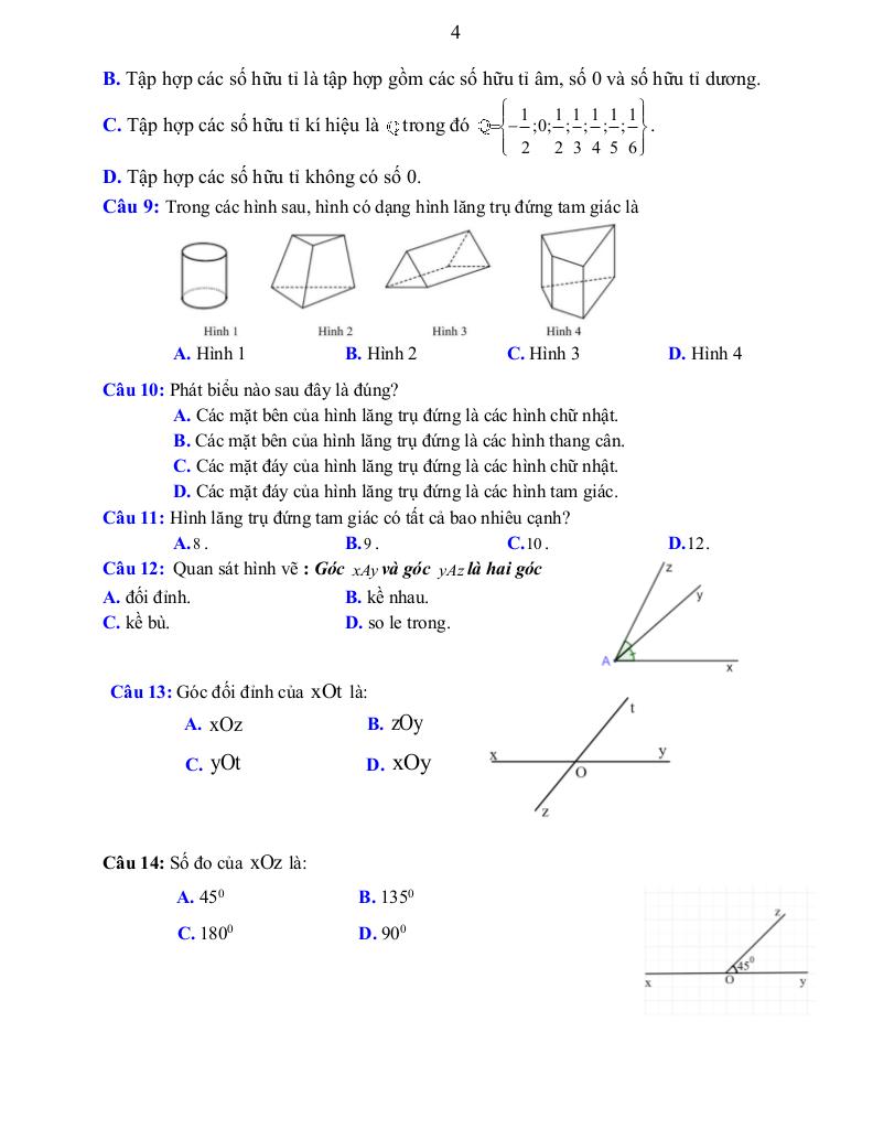 đề cương giữa kì 1 toán 7 năm 2025 – 2026 trường thcs tô hoàng – hà nội 2
