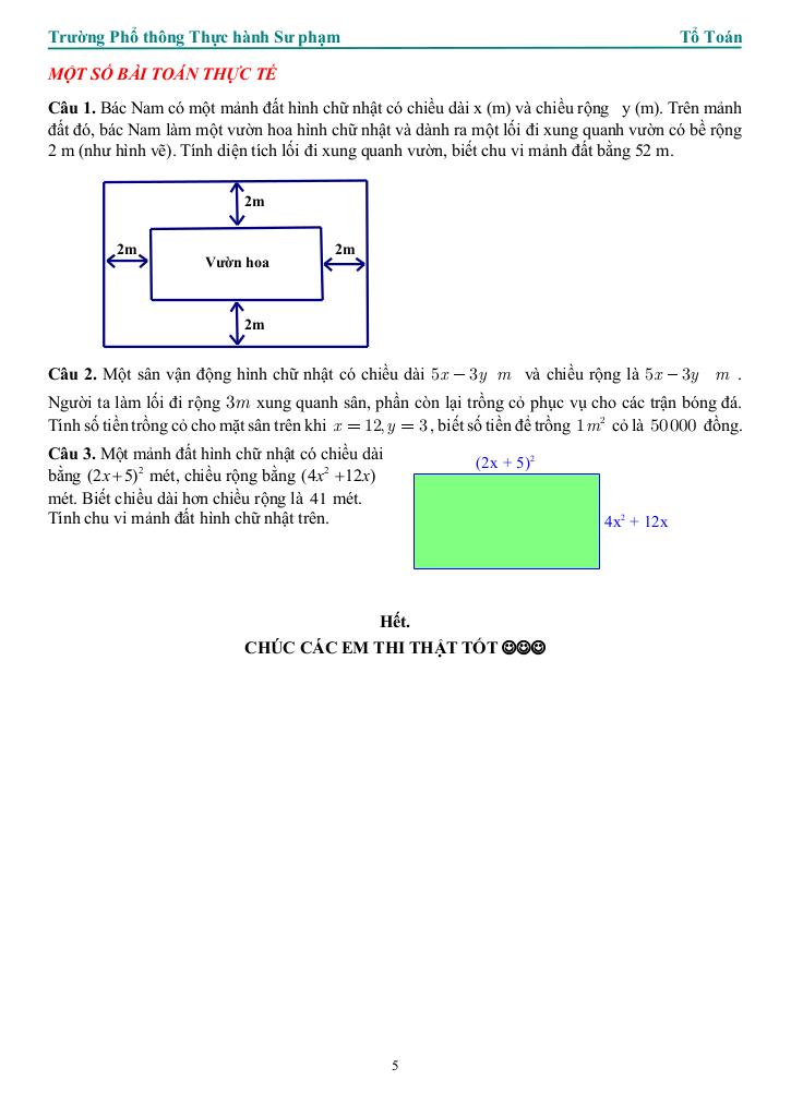 đề cương giữa kì 1 toán 8 năm 2025 – 2026 trường pt thực hành sư phạm – đồng nai 4