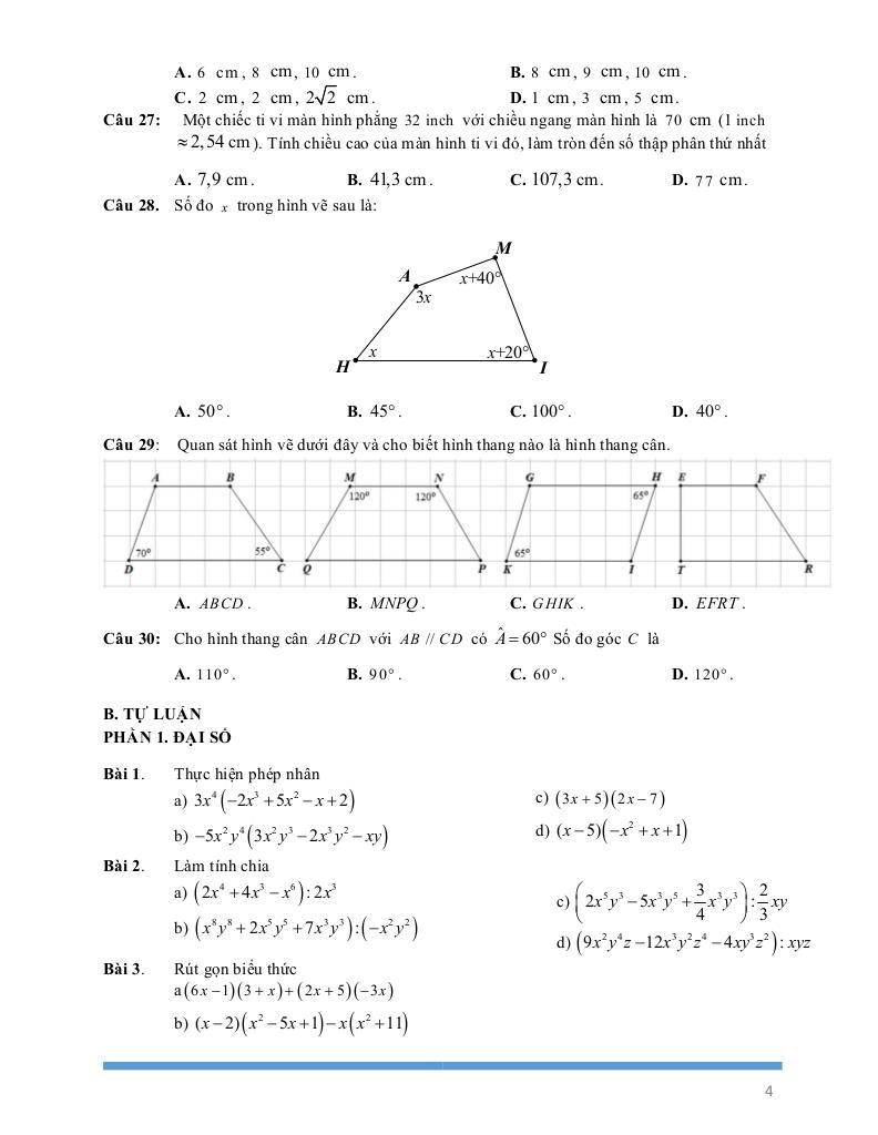 đề cương giữa kì 1 toán 8 năm 2025 – 2026 trường thcs nguyễn văn linh – tp hcm 3