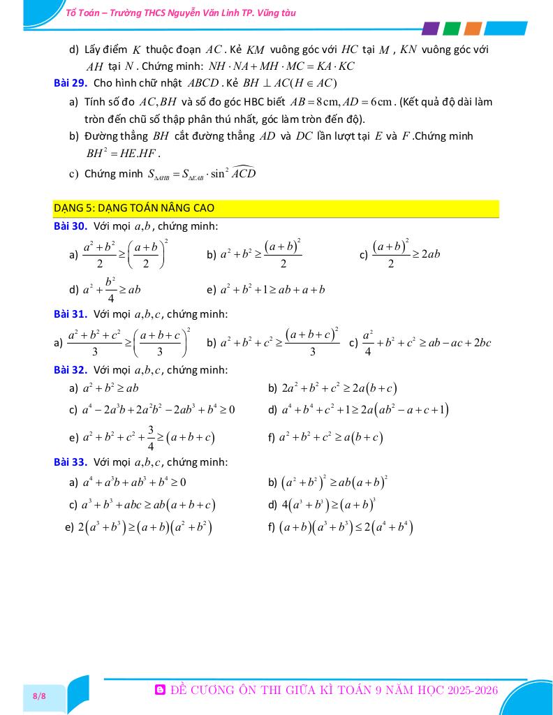 đề cương giữa kì 1 toán 9 năm 2025 – 2026 trường thcs nguyễn văn linh – tp hcm 5