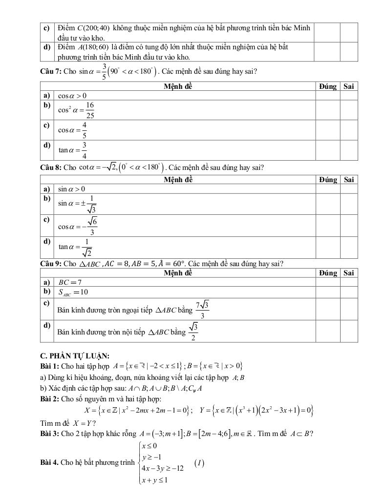đề cương giữa kỳ 1 toán 10 năm 2025 – 2026 trường thpt hoàng văn thụ – hà nội 5