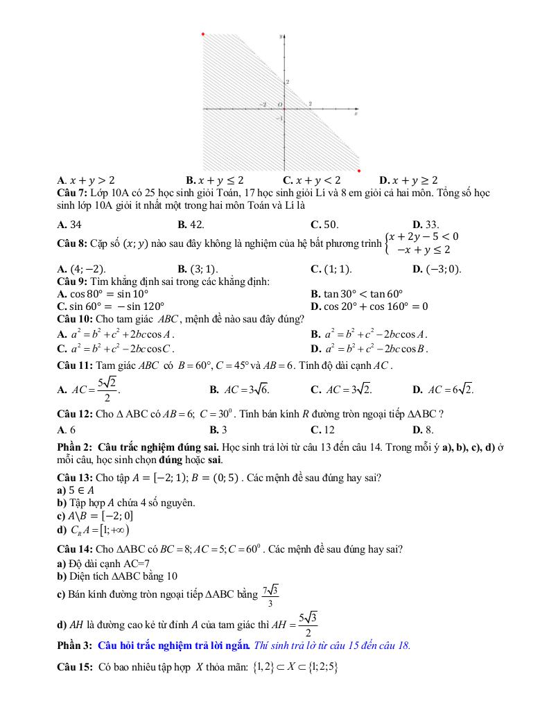 đề cương giữa kỳ 1 toán 10 năm 2025 – 2026 trường thpt hoàng văn thụ – hà nội 7
