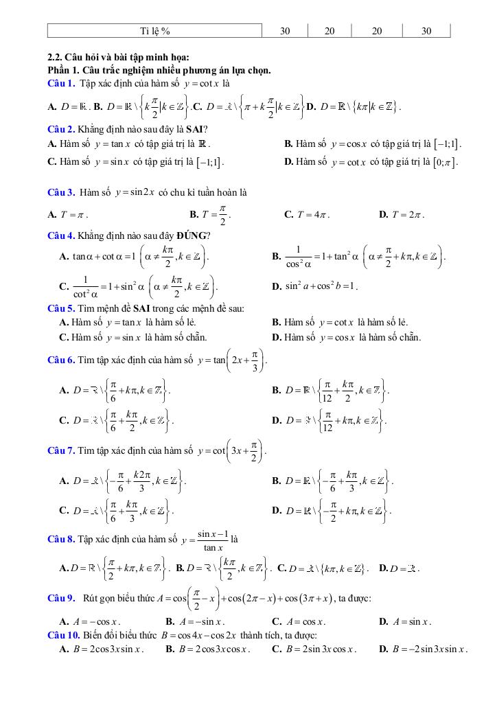 đề cương giữa kỳ 1 toán 11 năm 2025 – 2026 trường thpt hoàng văn thụ – hà nội 1
