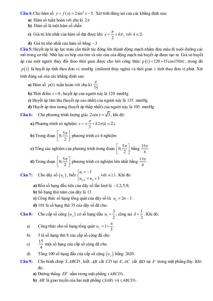 đề cương giữa kỳ 1 toán 11 năm 2025 – 2026 trường thpt hoàng văn thụ – hà nội 4