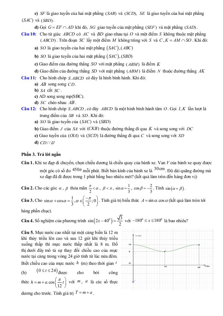 đề cương giữa kỳ 1 toán 11 năm 2025 – 2026 trường thpt hoàng văn thụ – hà nội 5