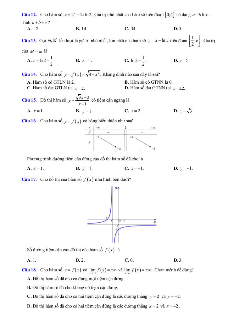 đề cương giữa kỳ 1 toán 12 năm 2025 – 2026 trường thpt hoàng văn thụ – hà nội 3