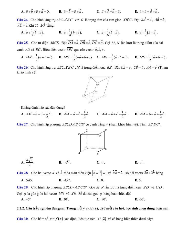 đề cương giữa kỳ 1 toán 12 năm 2025 – 2026 trường thpt hoàng văn thụ – hà nội 5