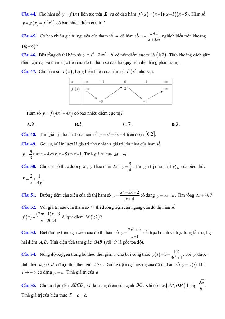đề cương giữa kỳ 1 toán 12 năm 2025 – 2026 trường thpt hoàng văn thụ – hà nội 9