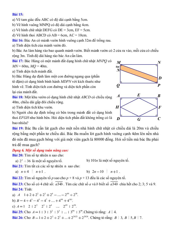 đề cương giữa kỳ 1 toán 6 năm 2025 – 2026 trường thcs lĩnh nam – hà nội 5
