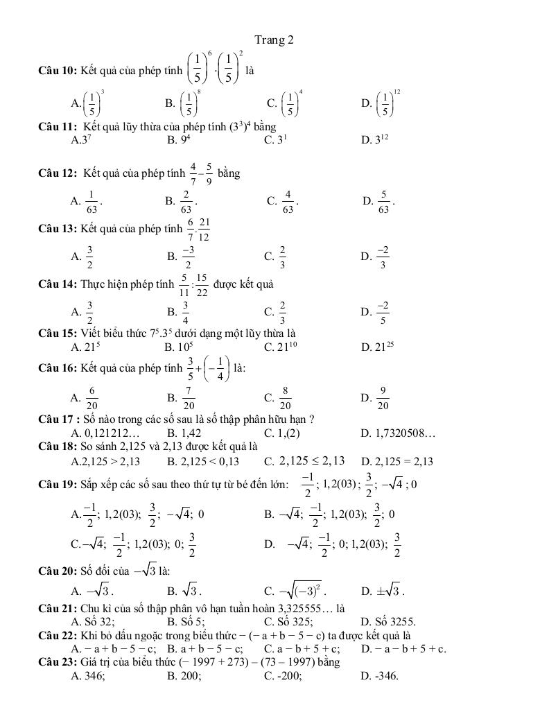 đề cương giữa kỳ 1 toán 7 năm 2025 – 2026 trường thcs hòa ninh – lâm đồng 1