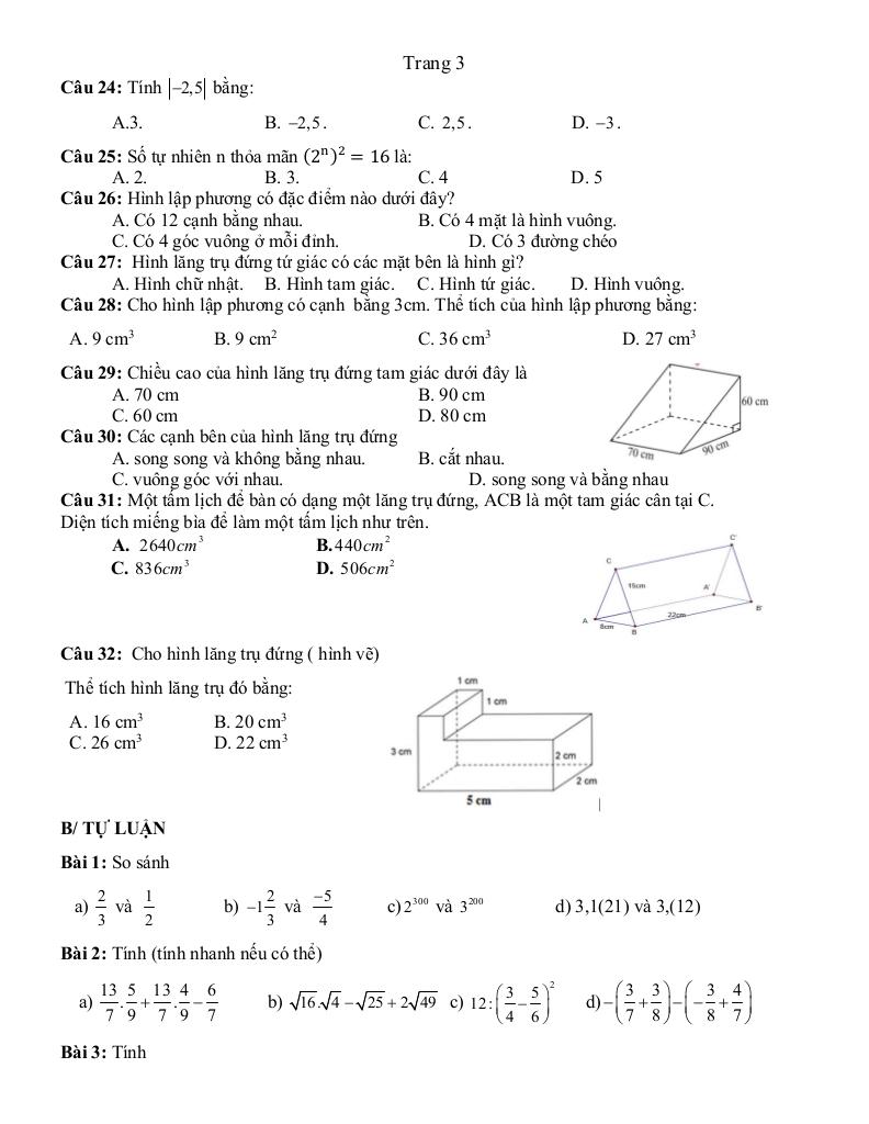 đề cương giữa kỳ 1 toán 7 năm 2025 – 2026 trường thcs hòa ninh – lâm đồng 2
