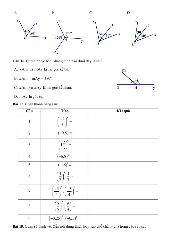 đề cương giữa kỳ 1 toán 7 năm 2025 – 2026 trường thcs thành công – hà nội 2