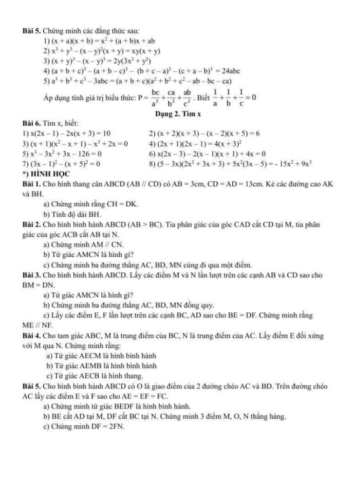 đề cương giữa kỳ 1 toán 8 năm 2025 – 2026 trường thcs nguyễn trường tộ – hà nội 2