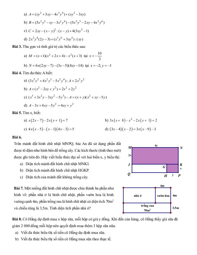 đề cương giữa kỳ 1 toán 8 năm 2025 – 2026 trường thcs thành công – hà nội 2