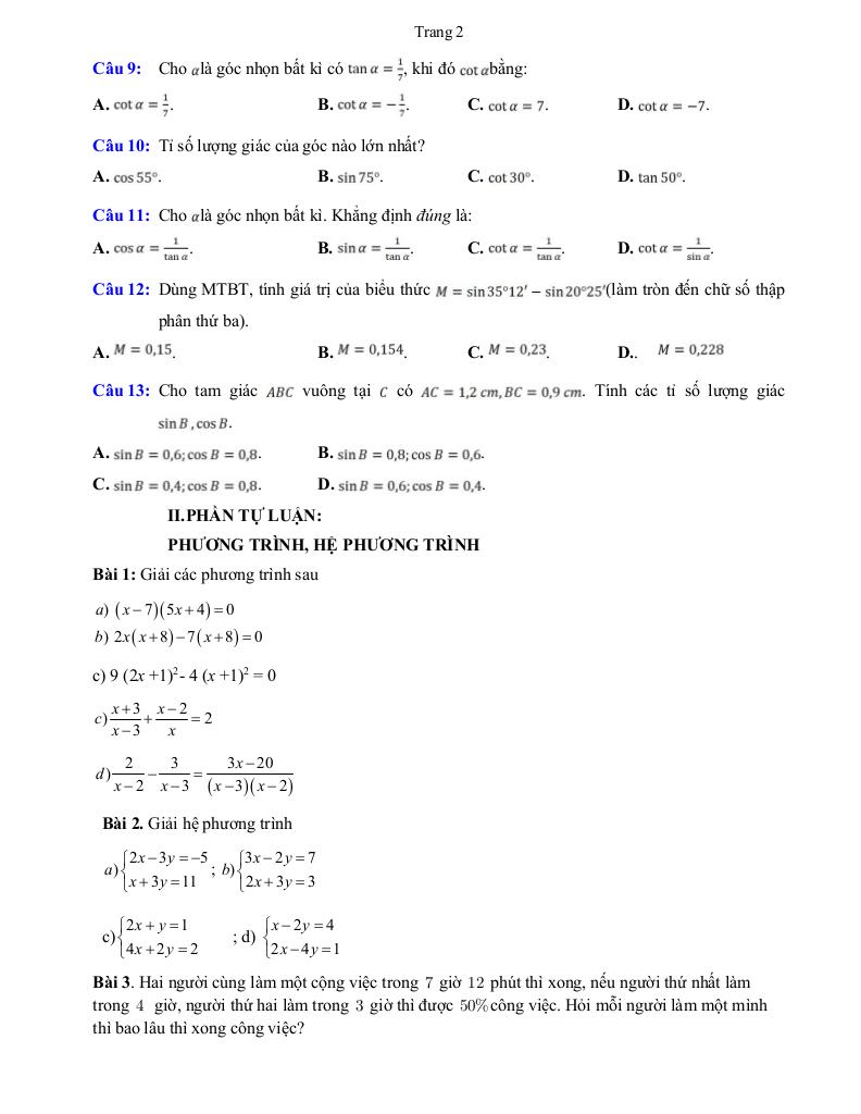 đề cương giữa kỳ 1 toán 9 năm 2025 – 2026 trường thcs hòa ninh – lâm đồng 1
