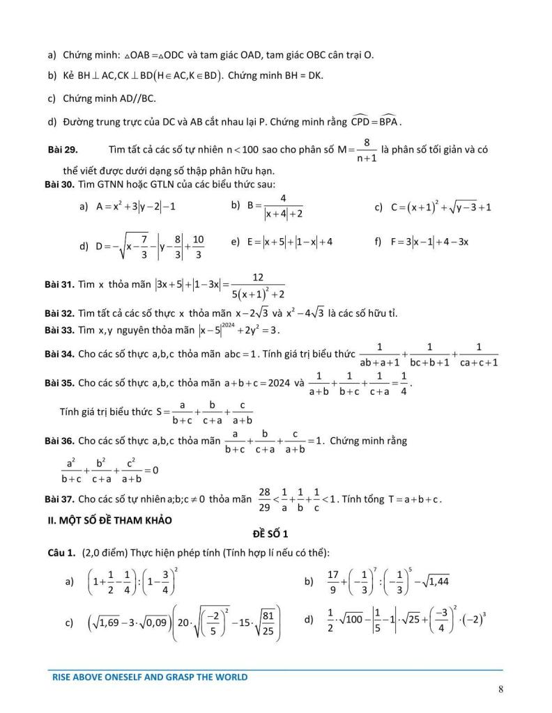 đề cương học kì 1 toán 7 năm 2025 – 2026 hệ thống gd archimedes school – hà nội 7