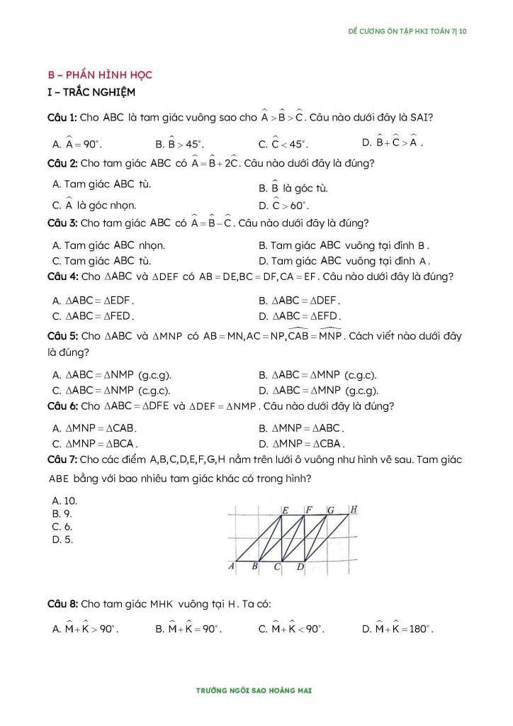 đề cương học kì 1 toán 7 năm 2025 – 2026 trường ngôi sao hoàng mai – hà nội 9
