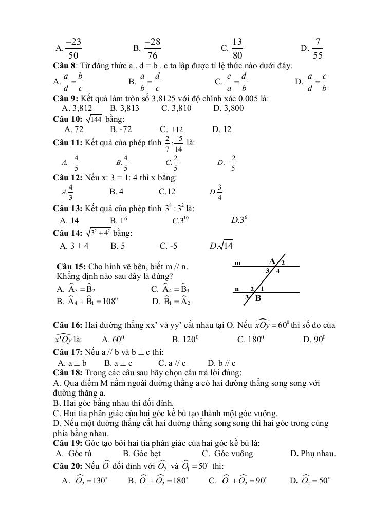 đề cương học kì 1 toán 7 năm 2025 – 2026 trường thcs nguyễn bỉnh khiêm – hà nội 1