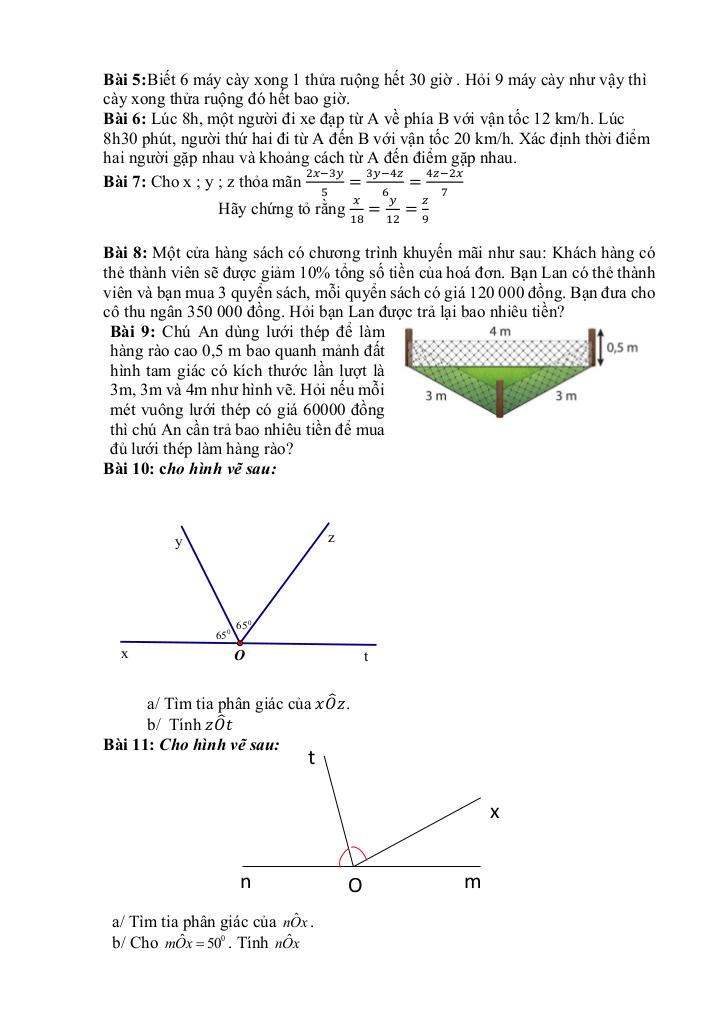 đề cương học kì 1 toán 7 năm 2025 – 2026 trường thcs nguyễn bỉnh khiêm – hà nội 3