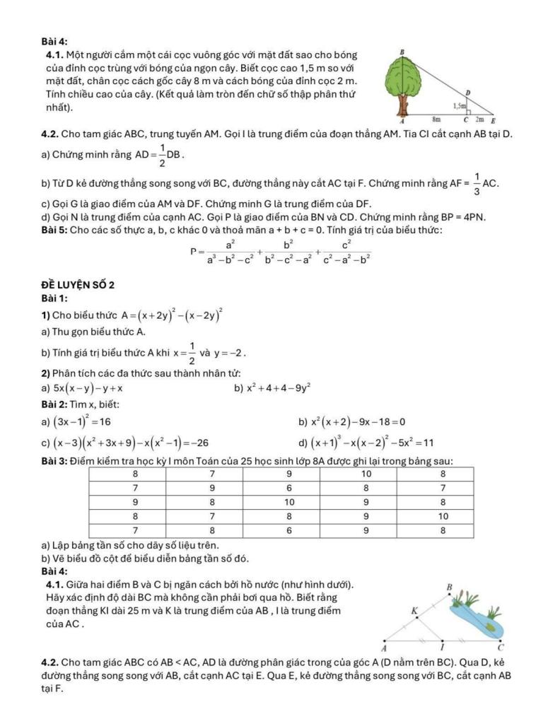 đề cương học kì 1 toán 8 năm 2025 – 2026 hệ thống gd archimedes school – hà nội 7
