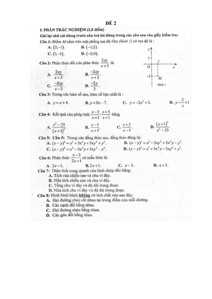 đề cương học kì 1 toán 8 năm 2025 – 2026 trường thcs nguyễn bỉnh khiêm – hà nội 2