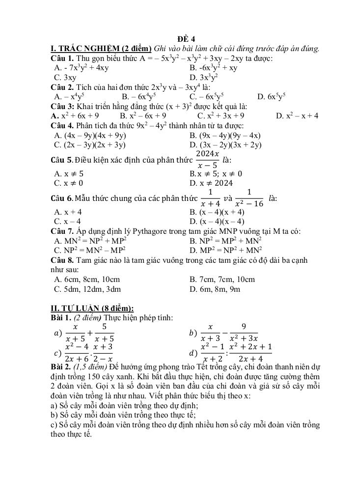 đề cương học kì 1 toán 8 năm 2025 – 2026 trường thcs nguyễn bỉnh khiêm – hà nội 6