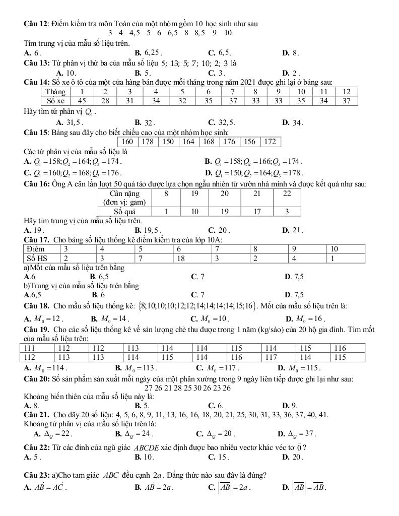 đề cương học kỳ 1 toán 10 năm 2025 – 2026 trường thpt đại mỗ – hà nội 1