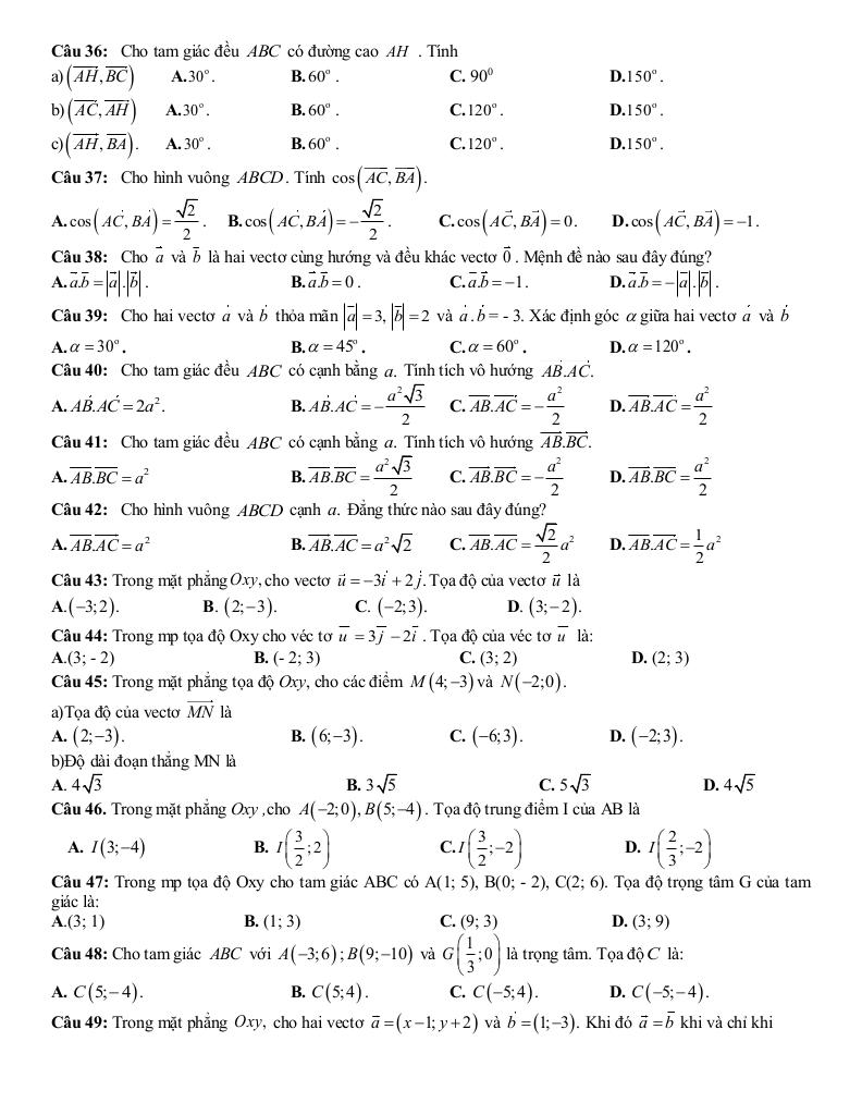 đề cương học kỳ 1 toán 10 năm 2025 – 2026 trường thpt đại mỗ – hà nội 3