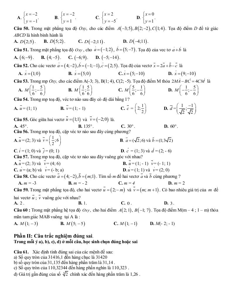 đề cương học kỳ 1 toán 10 năm 2025 – 2026 trường thpt đại mỗ – hà nội 4