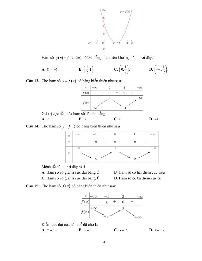 đề cương học kỳ 1 toán 12 năm 2025 – 2026 trường thpt yên hòa – hà nội 3