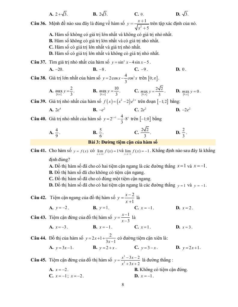 đề cương học kỳ 1 toán 12 năm 2025 – 2026 trường thpt yên hòa – hà nội 7