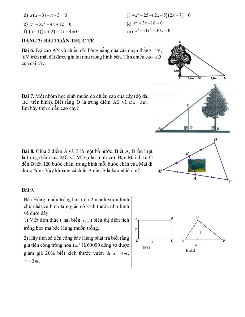 đề cương học kỳ 1 toán 8 năm 2025 – 2026 trường thcs phan chu trinh – hà nội 1
