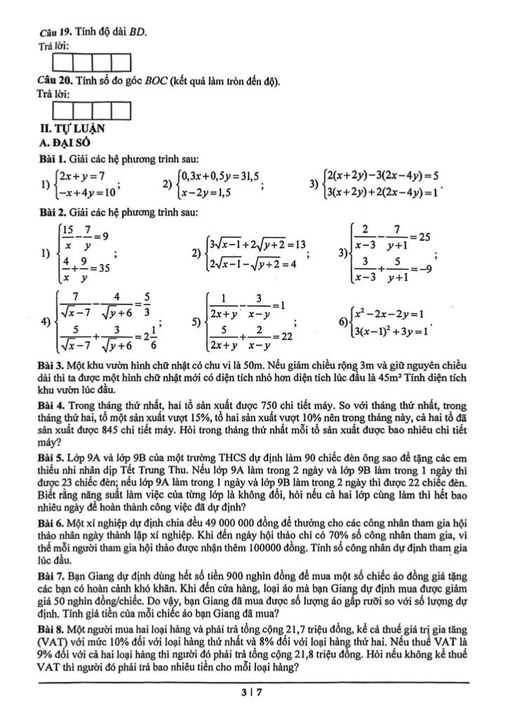 đề cương học kỳ 1 toán 9 năm 2025 – 2026 trường m.v. lômônôxốp – hà nội 2
