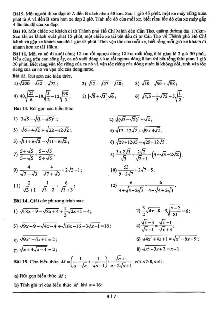 đề cương học kỳ 1 toán 9 năm 2025 – 2026 trường m.v. lômônôxốp – hà nội 3