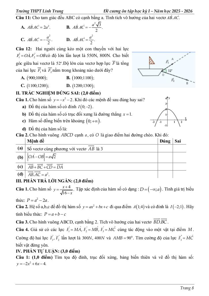 đề cương ôn tập hk1 toán 10 năm 2025 – 2026 trường thpt linh trung – tp hcm 7