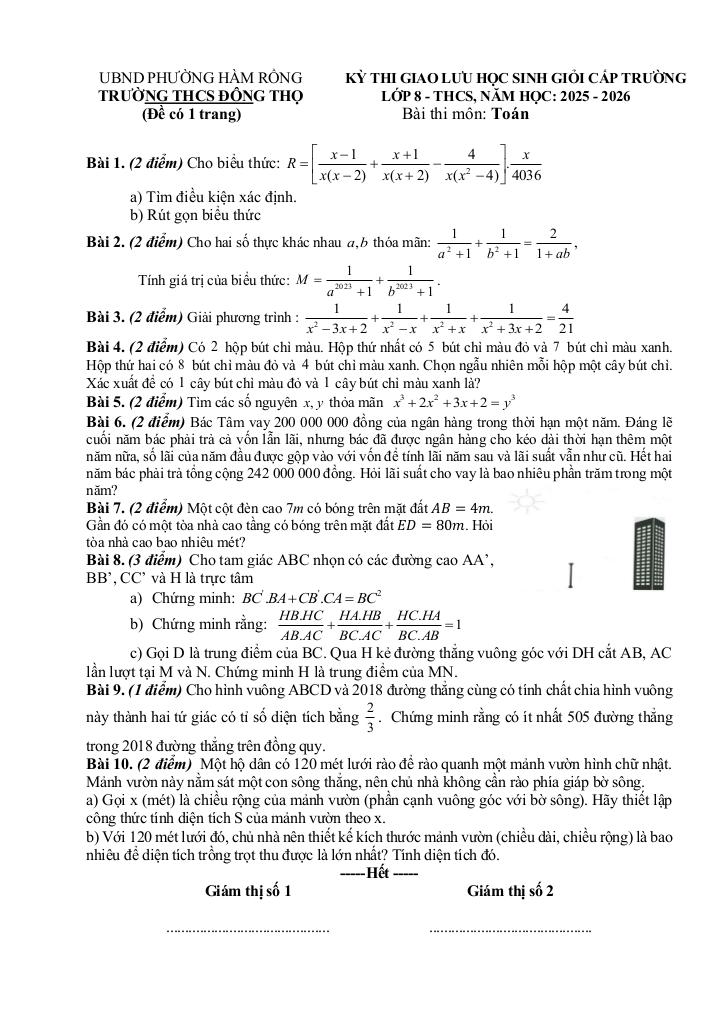 đề giao lưu hsg toán 8 năm 2025 – 2026 trường thcs đông thọ – thanh hóa - hình 1