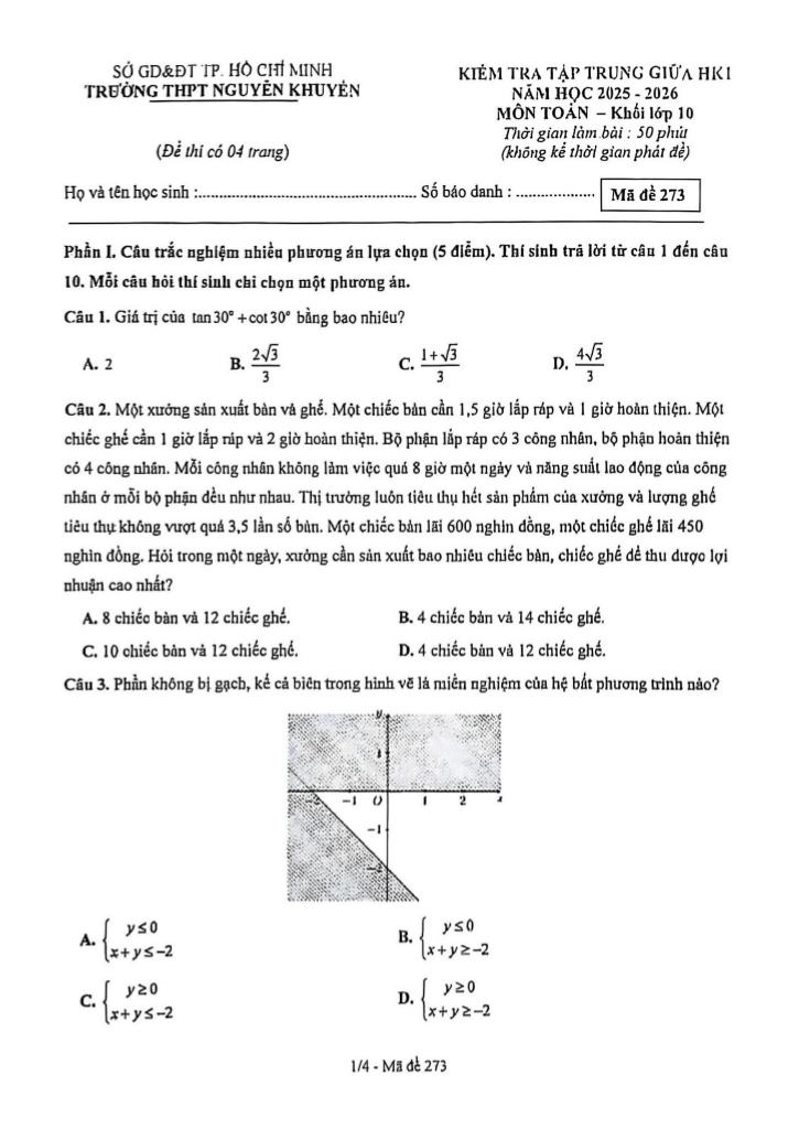 đề giữa hk1 toán 10 năm 2025 – 2026 trường thpt nguyễn khuyến – tp hcm 0