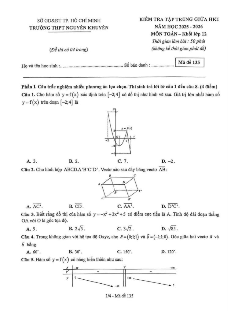 đề giữa hk1 toán 12 năm 2025 – 2026 trường thpt nguyễn khuyến – tp hcm 0